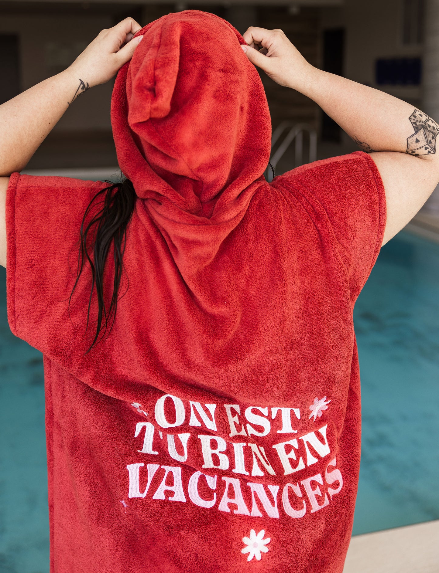 On est tu bin en vacances - Serviette à capuche