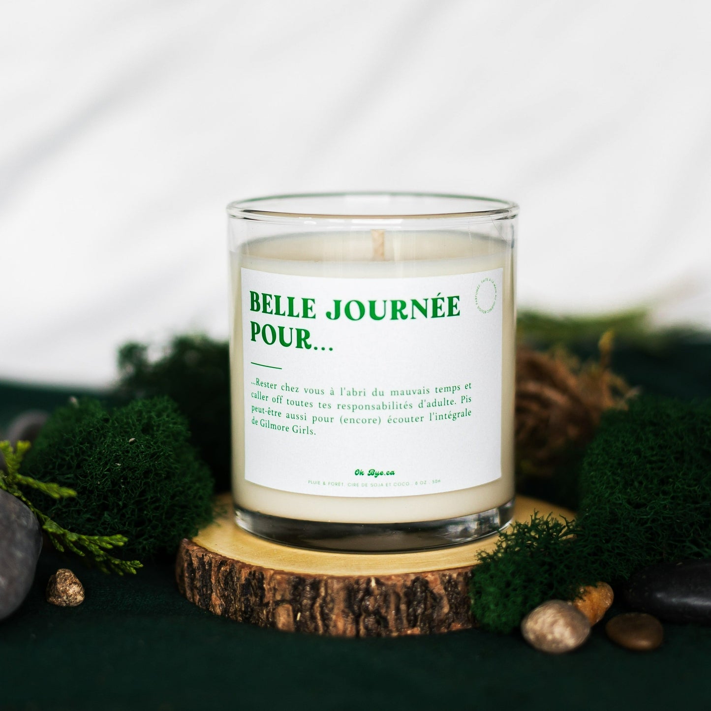 bougie de soja humoristique pluie et forêt et automne